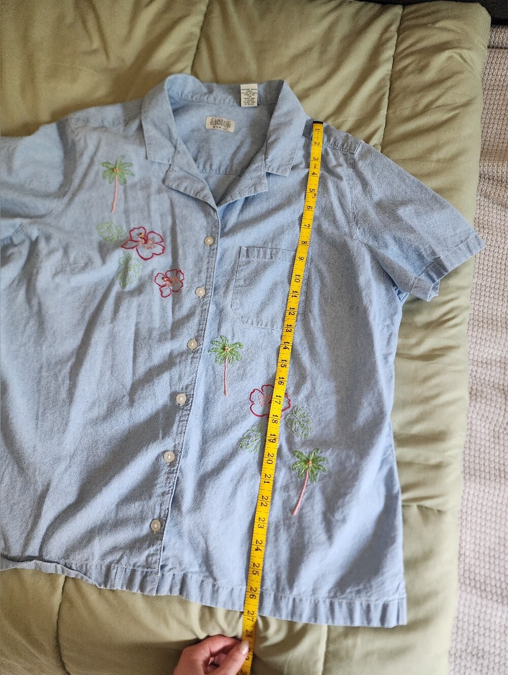 "Classic Elements" Size 16w/18w Tropical Embroidery Capri+Collared Shirt Set - Picture 4 of 16